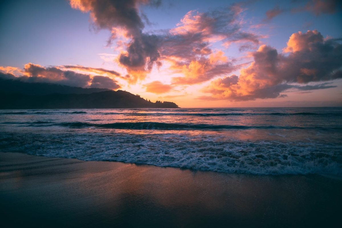Sunset over Hanalei Bay on Kauai's North Shore